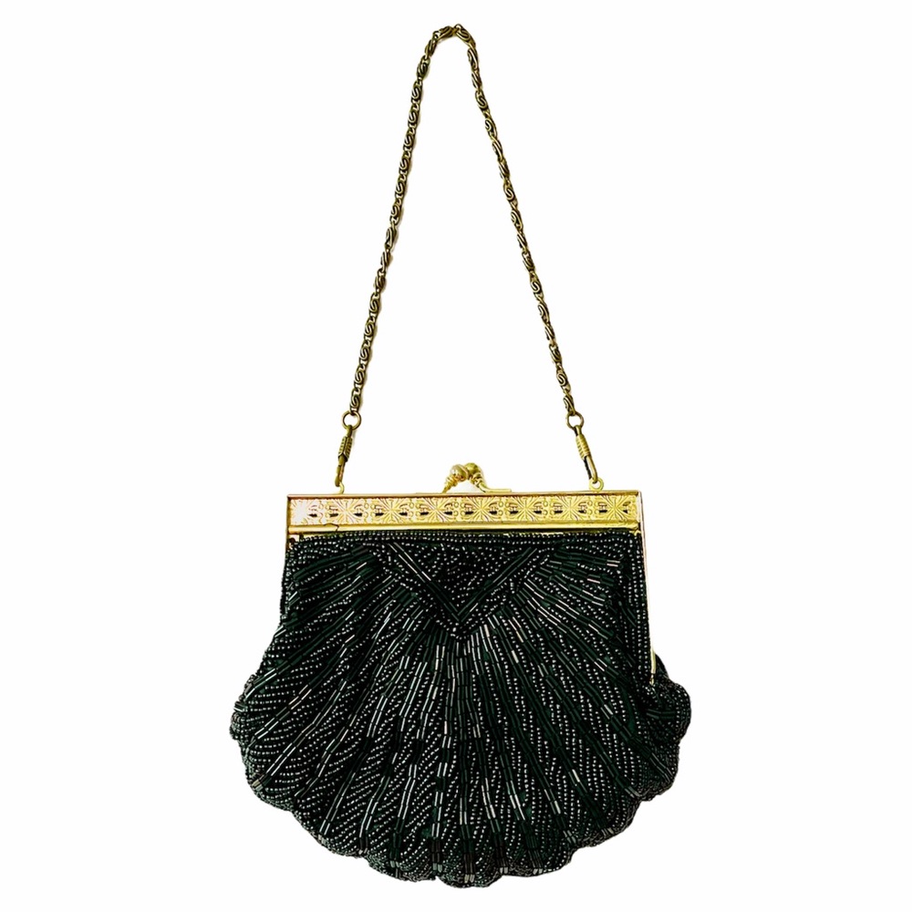 🇪🇸 SPAIN VINTAGE 1978 BEADED BAG WITH GOLD ACCENTS